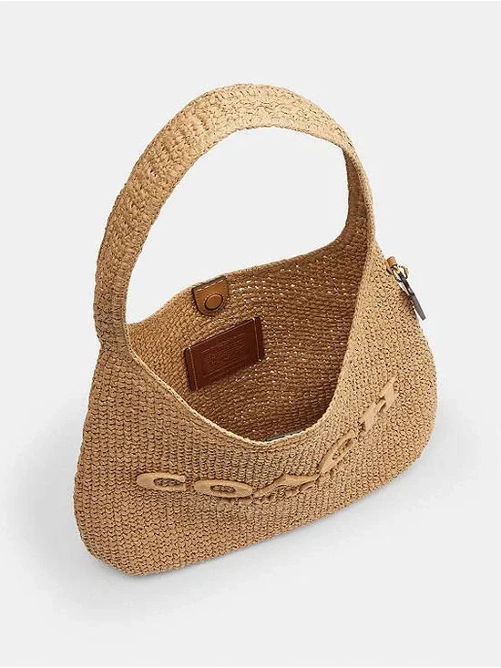 Coach Woven Straw Shoulder Bag in Natural Tan - Picture 4 of 9